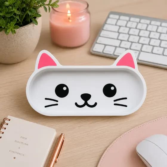 Porta Óculos Gatinho Suporte Organizador Case Estojo Bandeja Decorativa para Óculos e Óculos de Sol