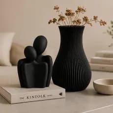 Kit Vaso Decorativo Moderno com Escultura Casal Luxo Minimalista Sala Quarto Casa Escritório