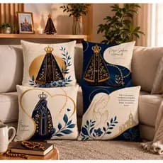 Kit 4 Capas de Almofada Decorativa Religiosa Católica Nossa Senhora 40x40 Oxford
