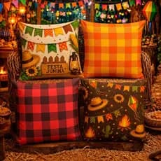 Kit 4 Capas de Almofada 40x40 em Oxford Decoração Festa Junina