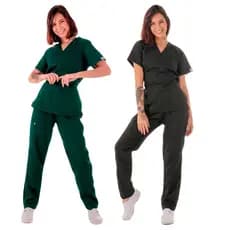 Kit 2 Conjuntos de Pijamas Scrubs Cirúrgicos Privativos Uniforme Farda Hospitalar