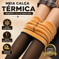 Meia Calça Térmica Peluciada Feminina Translúcida Forrada Inverno Quentinha Modeladora Luxo