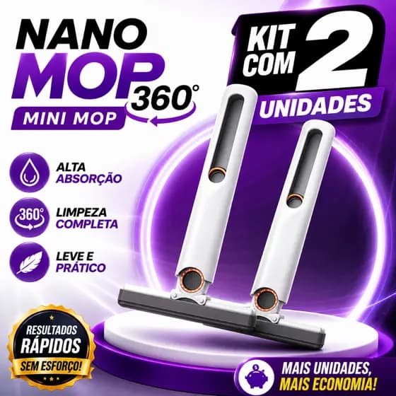 Kit 2 Mini Mop Portátil Alta Absorção Esfregão Mágico Limpeza Vidro Piso Rodo Compacto 360°