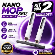 Kit 2 Mini Mop Portátil Alta Absorção Esfregão Mágico Limpeza Vidro Piso Rodo Compacto 360°