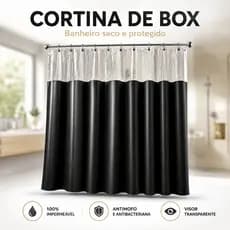 Cortina Para Box Banheiro Vinil Lisa Com Visor Transparente Impermeável Plast Leo