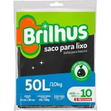Brilhus - Saco para Lixo Almofada com 10 Sacos de 50 Litros, Cor Preta, Bettanin