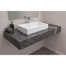 Bancada Banheiro Porcelanato Calacata Black Luxo 60 70 CM Para Cuba de Sobrepor
