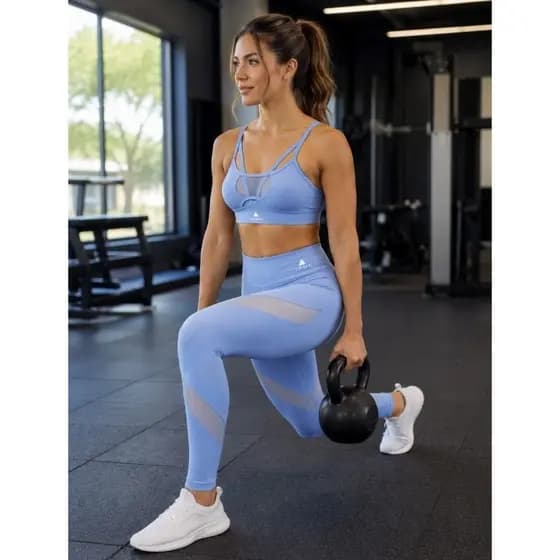 Conjunto Fitness Feminino Calça Legging e Top Alta Sustentação Academia Cintura Alta Conjunto Faixa Triave