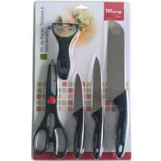 Kit De Facas,Tesoura e Descascador 5 Peças - Wincy