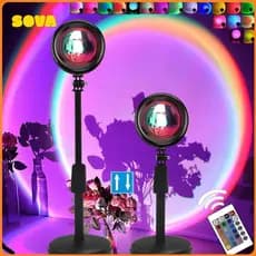 SOVA RGB USB Sunset Light Mobile 16 Cores Auto Fotografia LED Arco-íris Projetor Noturno Lâmpada Parede Presente Natal