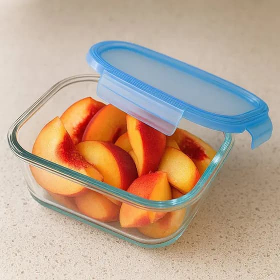Pote de Vidro Hermético 370ml Retangular com Tampa Vedação Azul – Resistente Micro-ondas Freezer