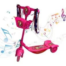 Patinete Infantil 3 Rodas Dobrável Rosa com Luz, Som e Cestinha – Até 35kg | +3 Anos