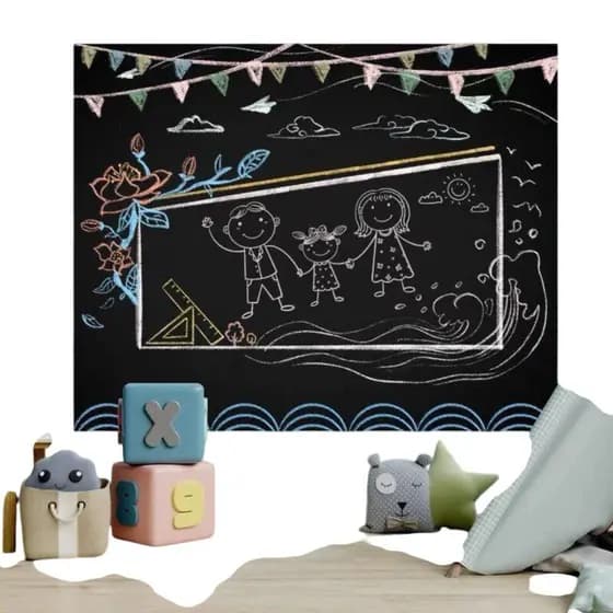 🖍️🖤 Papel de Parede Lousa Adesivo PVC 2m x 45cm + 5 Gizes Coloridos