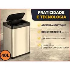 🗑️ Lixeira Automática 40 Litros com Sensor – Praticidade e Higiene no Dia a Dia