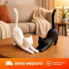 Kit 2 Gatos Decorativos Minimalistas Escultura Decoração Moderna Quarto Sala Presentes Elegante