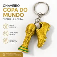 kit 10 Chaveiro Copa do Mundo 2026 Chuteira Dourada Lembrancinha Futebol Brinde Festa