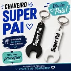 Chaveiro Lembrancinha Dia dos Pais Super Pai Kit 10 20 30 40 50 Unidades Escola Igreja Empresa Brinde