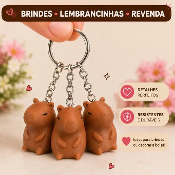 Kit Chaveiros Capivaras Bolsa Presente Lembrancinhas Festa Brindes Temático Atacado