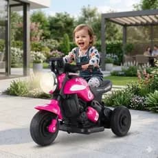 Mini Moto Elétrica Infantil Rosa 6V com Luz e Som Moto Criança 3+ Presente Top Oferta
