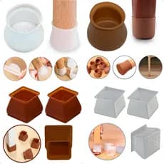 Kit 12 Protetor de Silicone para Pés de Cadeira Quadrado Pezinho Antiderrapante Mesa Banco Piso Proteção Móvel Madeira