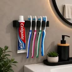 Suporte de Escova de Dente e Pasta | Organizador Parede Banheiro | Porta Escova Dupla Face Forte
