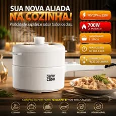 Panela Elétrica Bene Casa Multicoocker 2L 220V ou 110(127)V Arroz, Legumes, Sopas, Ovos Antiaderente