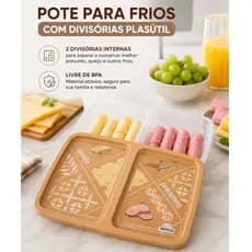 Porta Frios Duplo Presunto e Queijo para conservar os alimentos e organizar a geladeira  Plasútil