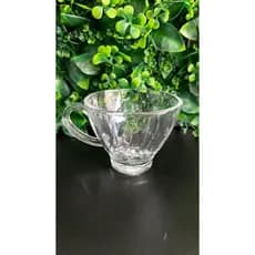 Jogo 3 Xícaras De Chá De Vidro Lily 220ml Transparente Decorada Elegante Casa Tem Glass