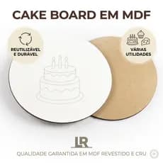 Kit 5 Base para Bolo MDF 3mm Branco Redondo Cake Board Alta Qualidade