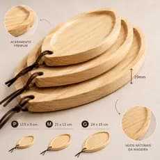 Kit 3 Tábuas de Frios Madeira Pinus Petiscos Queijos Churrasco Mesa Posta Premium