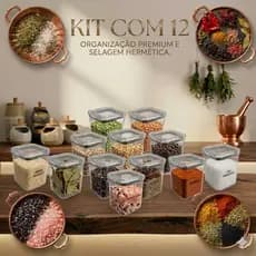 kit com 12 Pote p/ Temperos 200ml – Hermético, Acrílico Transparente