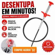 Desentupidor de Pia com Garra Flexível 86,5cm Remove Cabelos Desentupidor de Ralo Pegador de Objetos