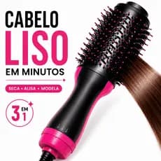Escova Secadora Alisadora Elétrica 3 em 1 110V Modeladora Íons Negativos Anti Frizz