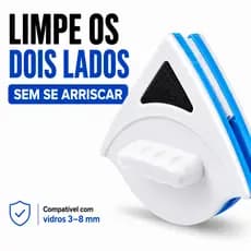 Limpador Magnético Dupla Face para Janelas e Vidros 3-8mm com Corda de Segurança - Limpeza Prática