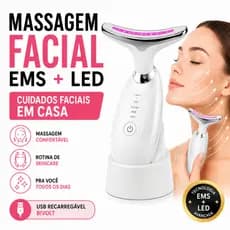 Massageador Facial LED Anti Rugas Lifting Recarregável USB Bivolt