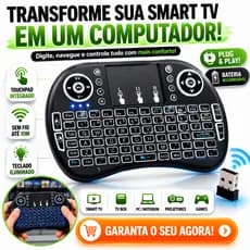 Mini Teclado Sem Fio Touchpad Wireless Recarregável LED Para Smart TV TV Box PC Notebook Android USB
