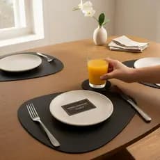 Kit Jogo americano para mesa couro + porta copos
