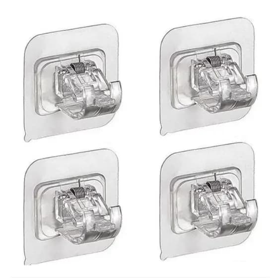 Kit 2 ou 4 Ganchos Adesivos Para Varão de Cortina Sem Furar Suporte de Parede OfertaMax