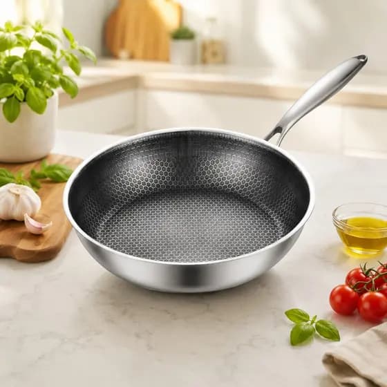 Frigideira Inox Colmeia 26cm Antiaderente Premium Indução e Gás Não Gruda Fácil Limpeza