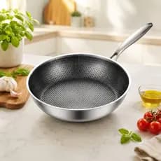 Frigideira Inox Colmeia 26cm Antiaderente Premium Indução e Gás Não Gruda Fácil Limpeza
