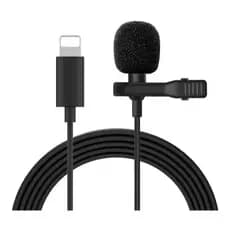 Microfone de lapela Lavalier Lightning p/ iPhone Preto 1m