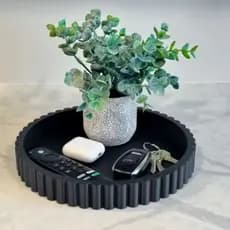 Bandeja Decorativa Preta Porta Joias Redonda Organizador de Bijuterias Moderno Bandeja Minimalista para Mesa