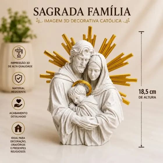 Sagrada Família Decorativa Católica Jesus Maria José Enfeite Religioso Premium
