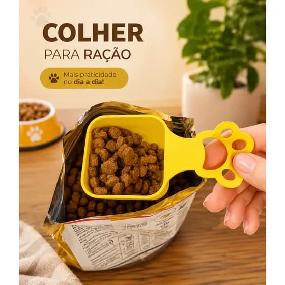 Dosador Colher Medidora para Ração Pet com Alça Patinha 150 a 200g de ração para Cachorro e Gato Scoop Alimentação Pet