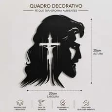 Quadro Decorativo Jesus Cristo com Cruz Parede 25cm Arte Religiosa Moderna Presente Cristão Católico Arte Cristã