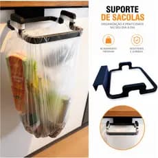 Suporte para Sacola de Lixo para Porta de Armário | Lixeira Suspensa de Encaixe | Organizador de Cozinha sem Furos