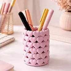 Porta Canetas Coração Organizador de Mesa Porta Pincéis Maquiagem Decorativo Rosa para Penteadeira Quarto