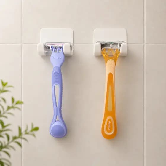 Kit 3 ou 2 unid Suportes para Aparelho de Barbear, Organizador para Gillette Prestobarba com Fixação Fita Dupla Face
