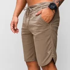 Bermuda Masculina Sarja Premium Casual Slim Fit Cordão Ajustável Confortável