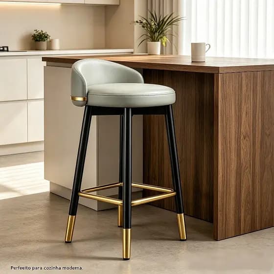 Banquetas altas bege/cinza — traga conforto e estilo para sua cozinha/bar!